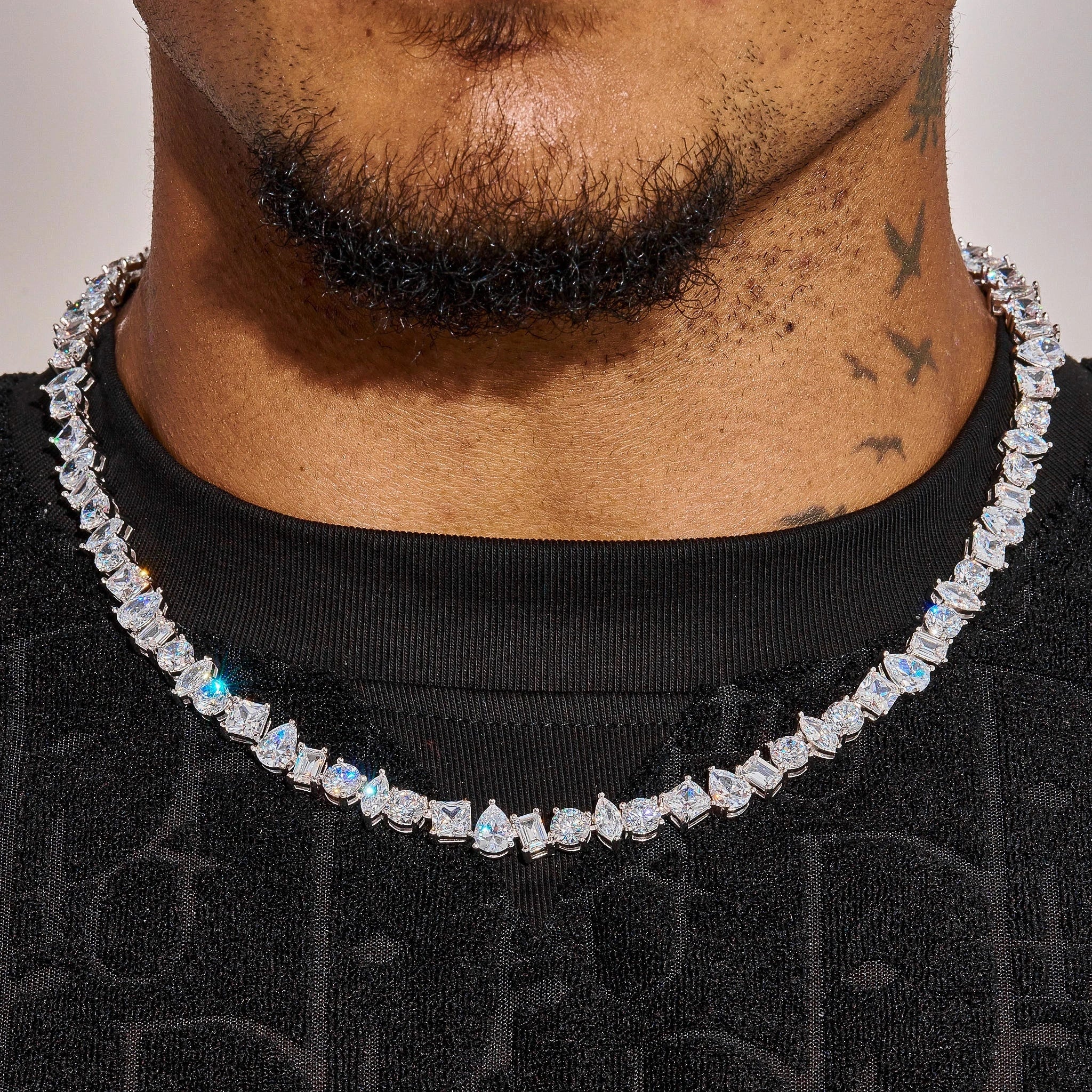 5MM Moissanite  Illuminate Mixed Tennis Chain - 925 Silver - D Colour - VVS1