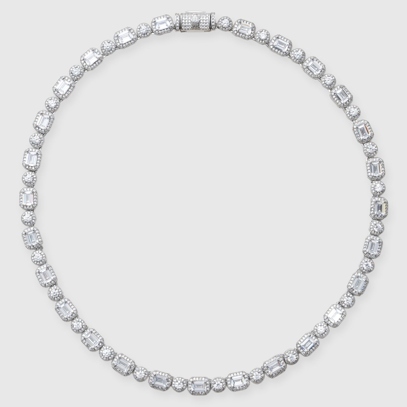 9mm Clustered Tennis Chain - White Gold