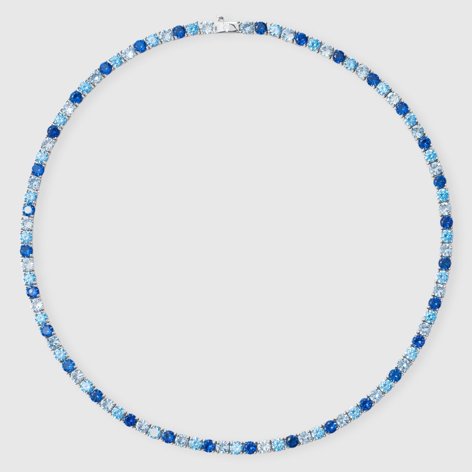 5mm Tri-Blue Diamond Tennis Chain - White Gold