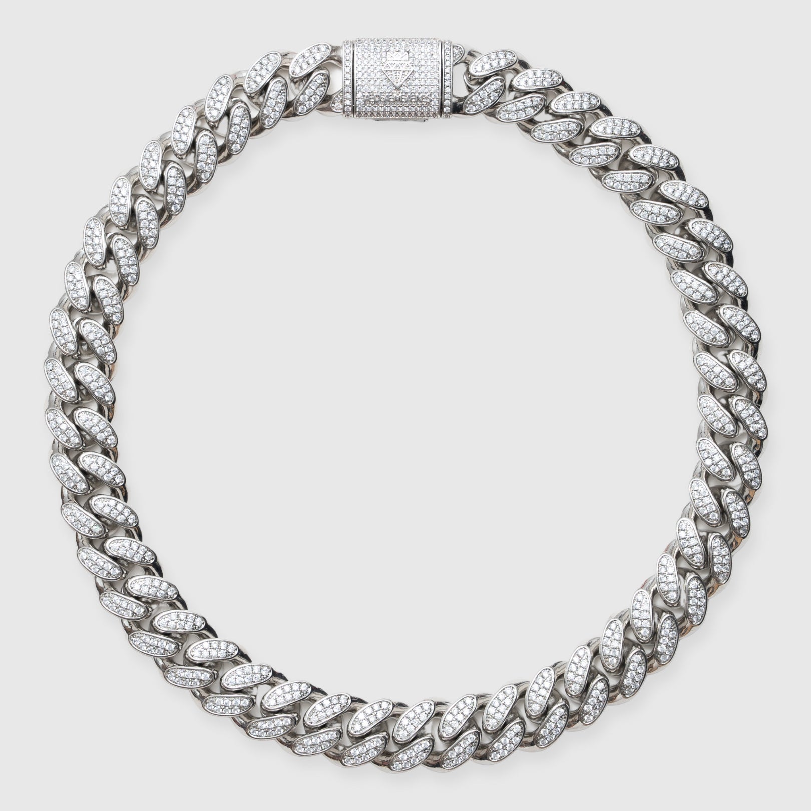 19mm Iced Cuban Chain - White Gold