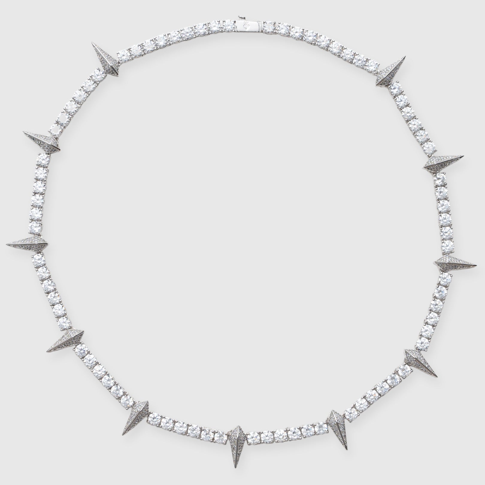 5mm Moissanite Pave Spike Tennis Chain - 925 Silver - D Colour - VVS1