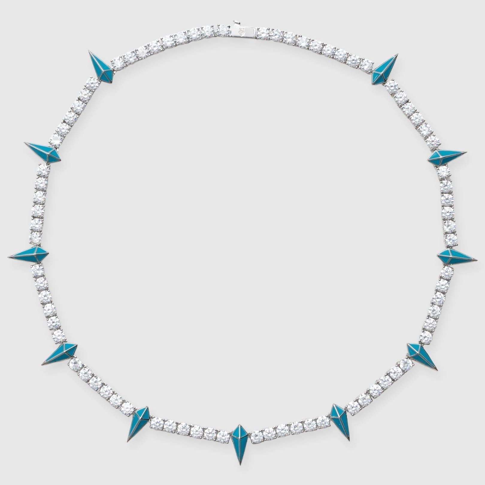 5mm BLUE PAVE SPIKE TENNIS CHAIN - WHITE GOLD