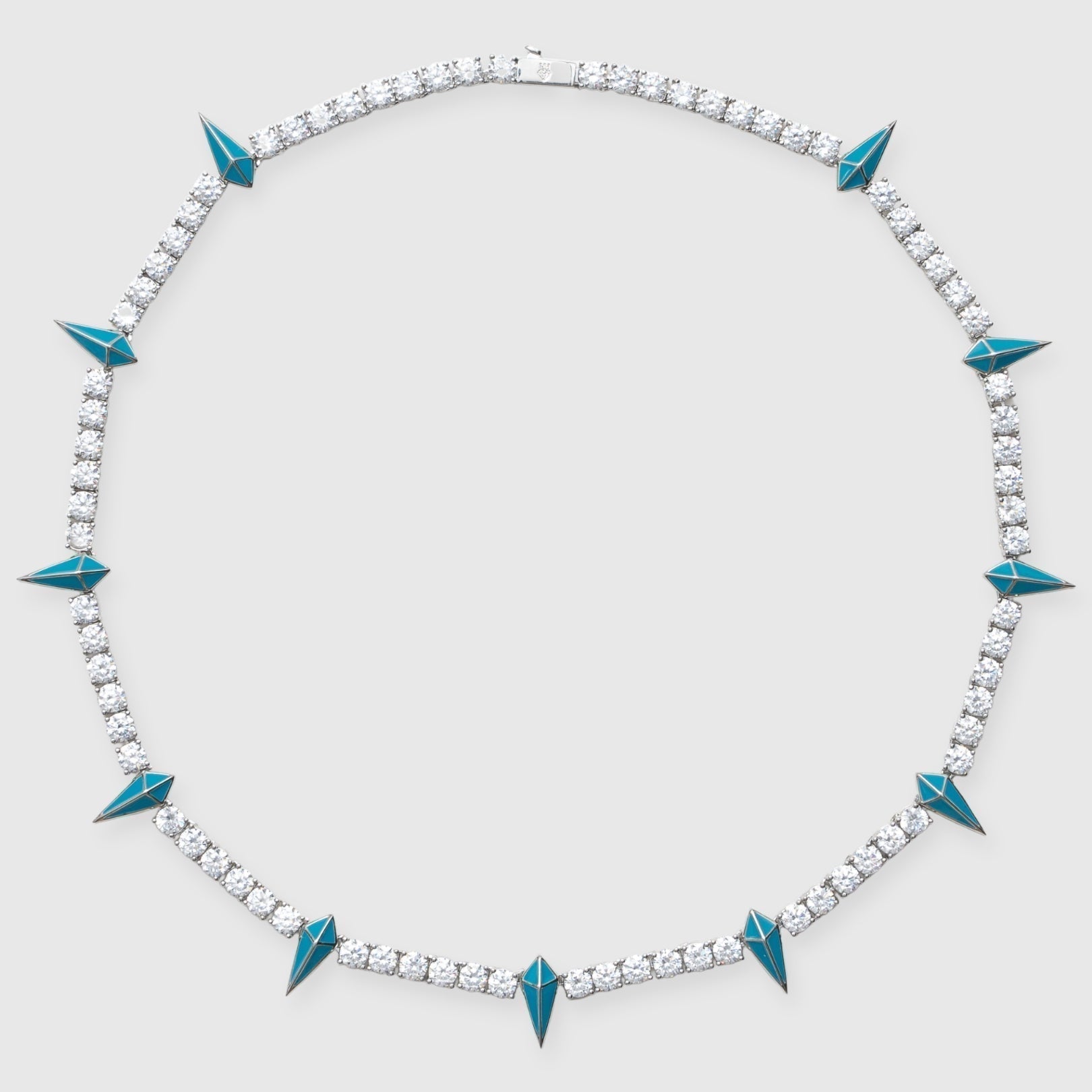 5mm BLUE PAVE SPIKE TENNIS CHAIN - WHITE GOLD