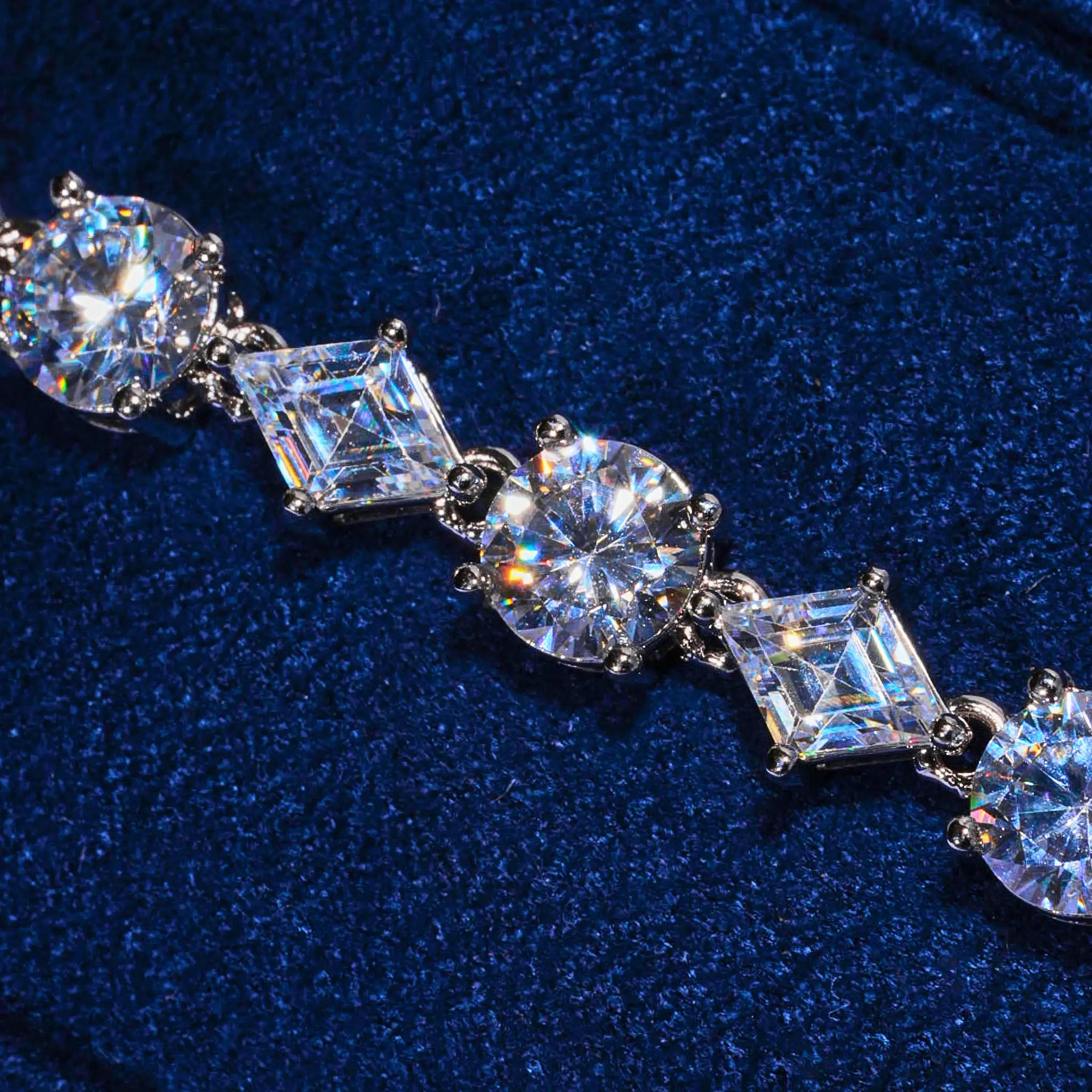 6MM Moissanite Round & Diamond Cluster Tennis Bracelet - 925 Silver - D Colour - VVS1