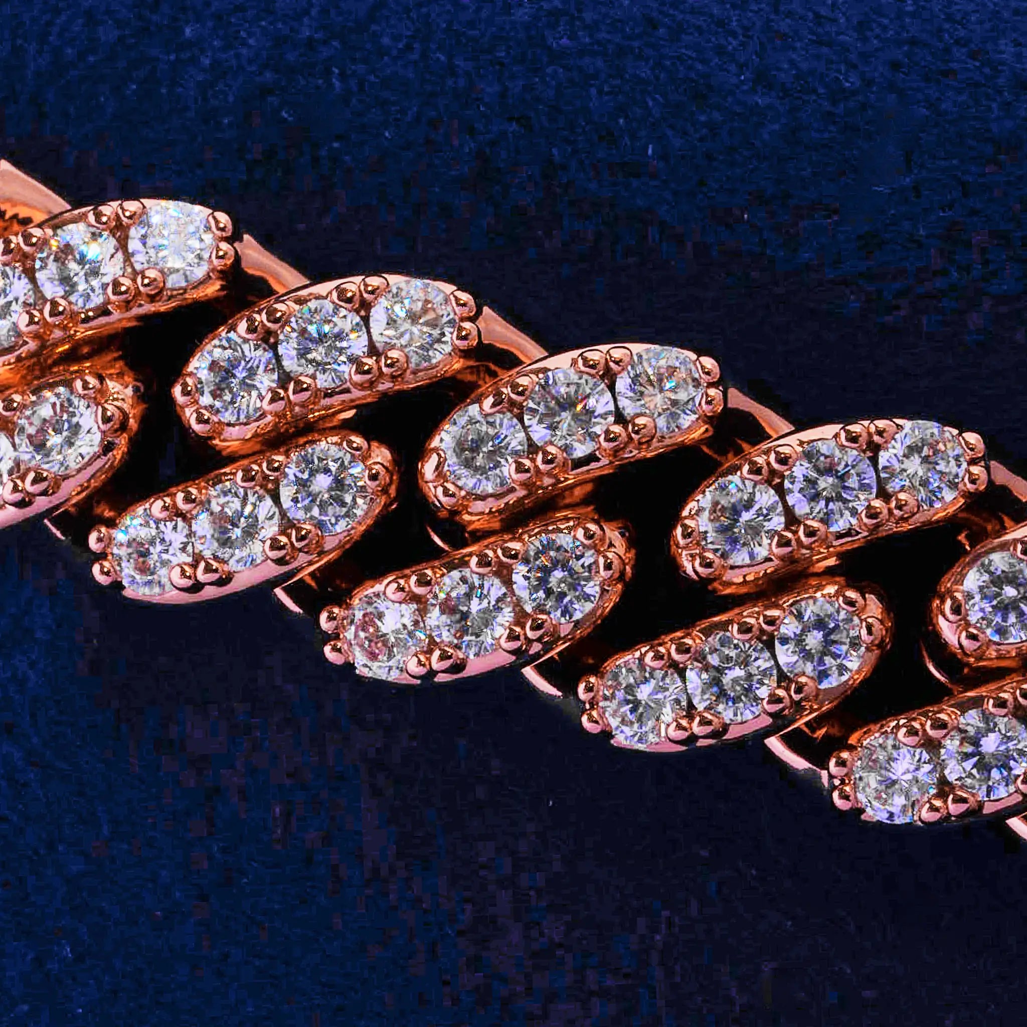10mm Moissanite Iced Cuban Bracelet - Rose Gold - 925 Silver - D Colour - VVS1