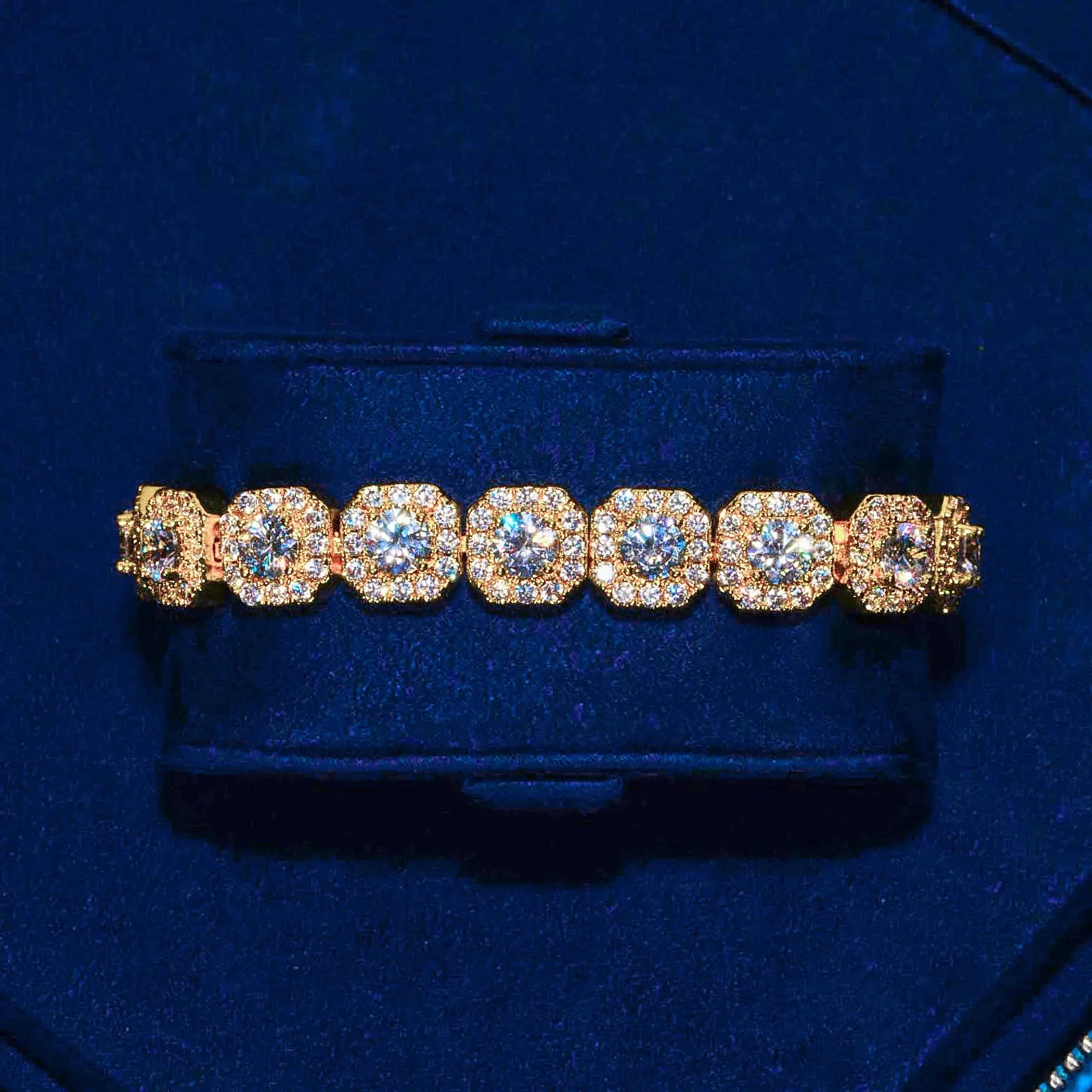 10mm Clustered Tennis Bracelet - Gold
