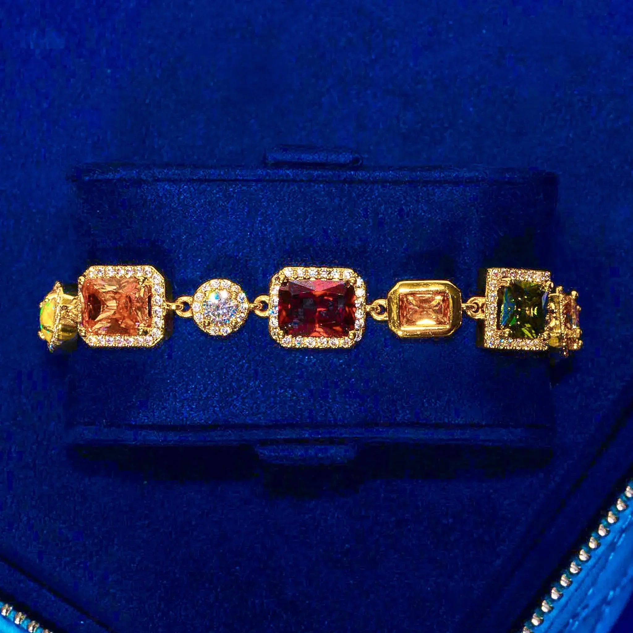 10MM Multi Gemstone Bracelet  - Gold