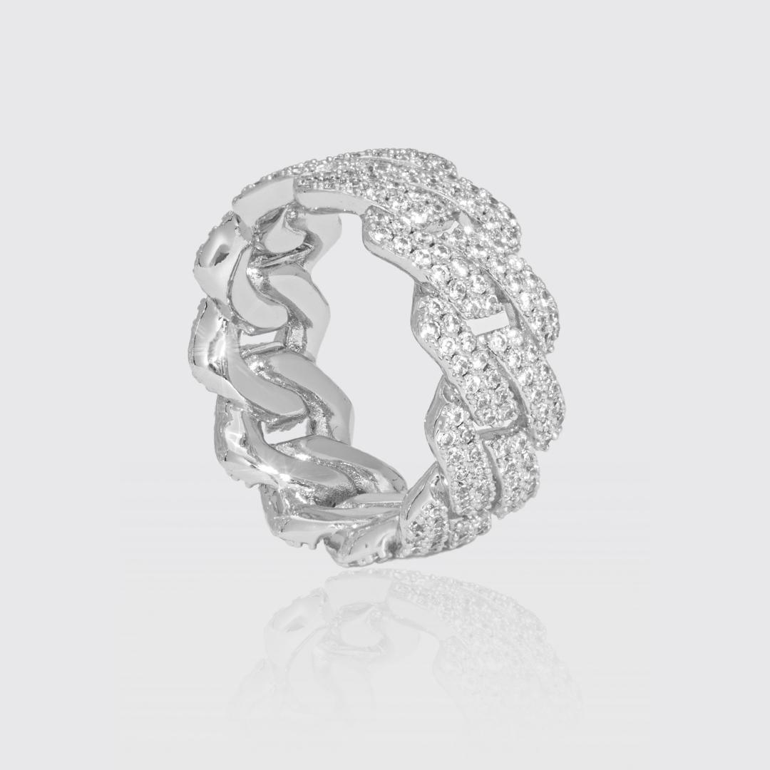 IGI Diamond Cuban Ring in 925 Silver with D Colour VVS1 lab diamonds, 13g weight, 2.3 CTW.
