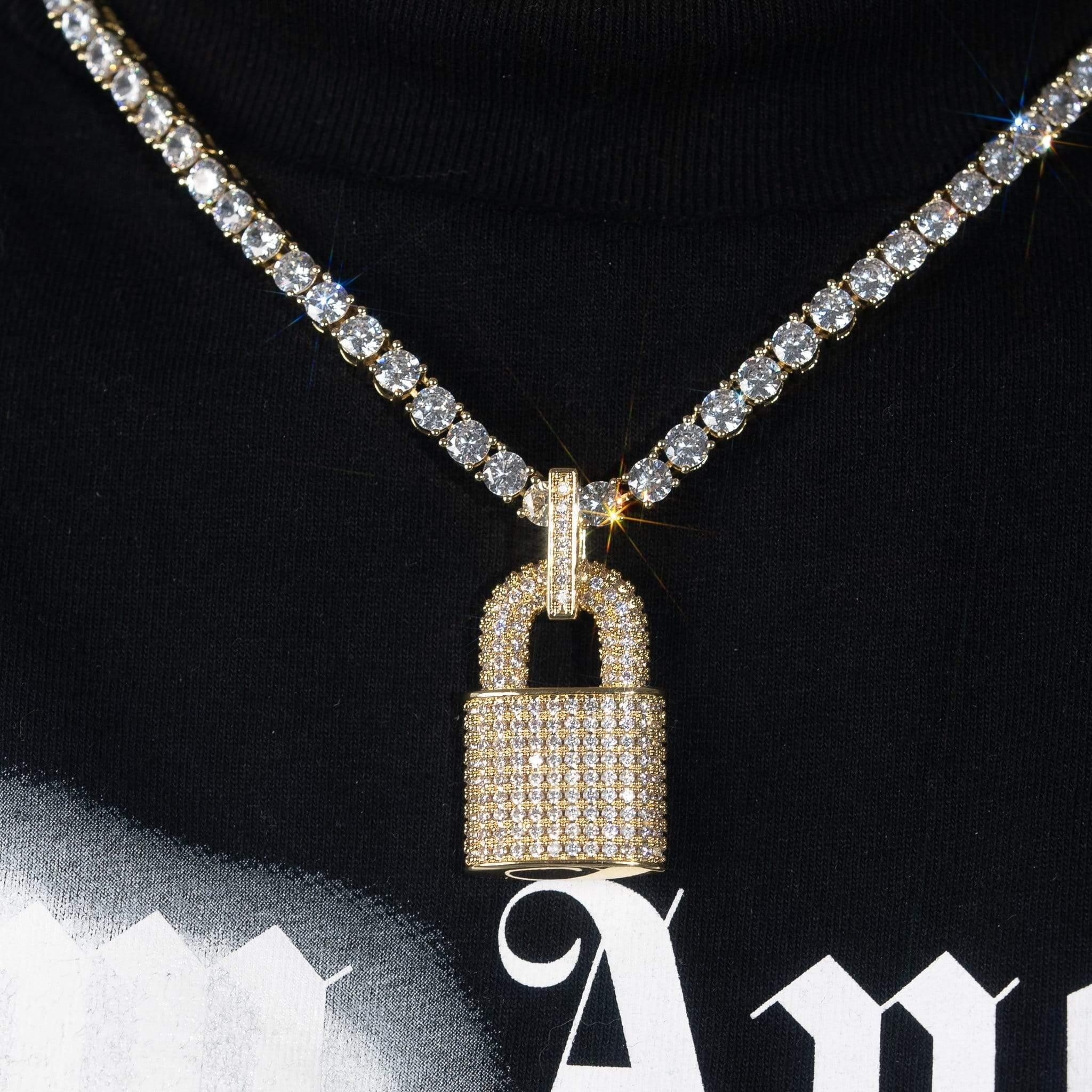 Diamond Lock Pendant - Gold