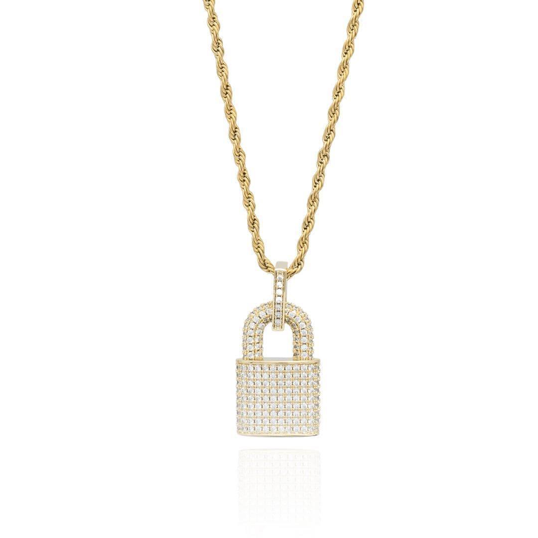 Adamans No Chain Diamond Lock Pendant - Gold