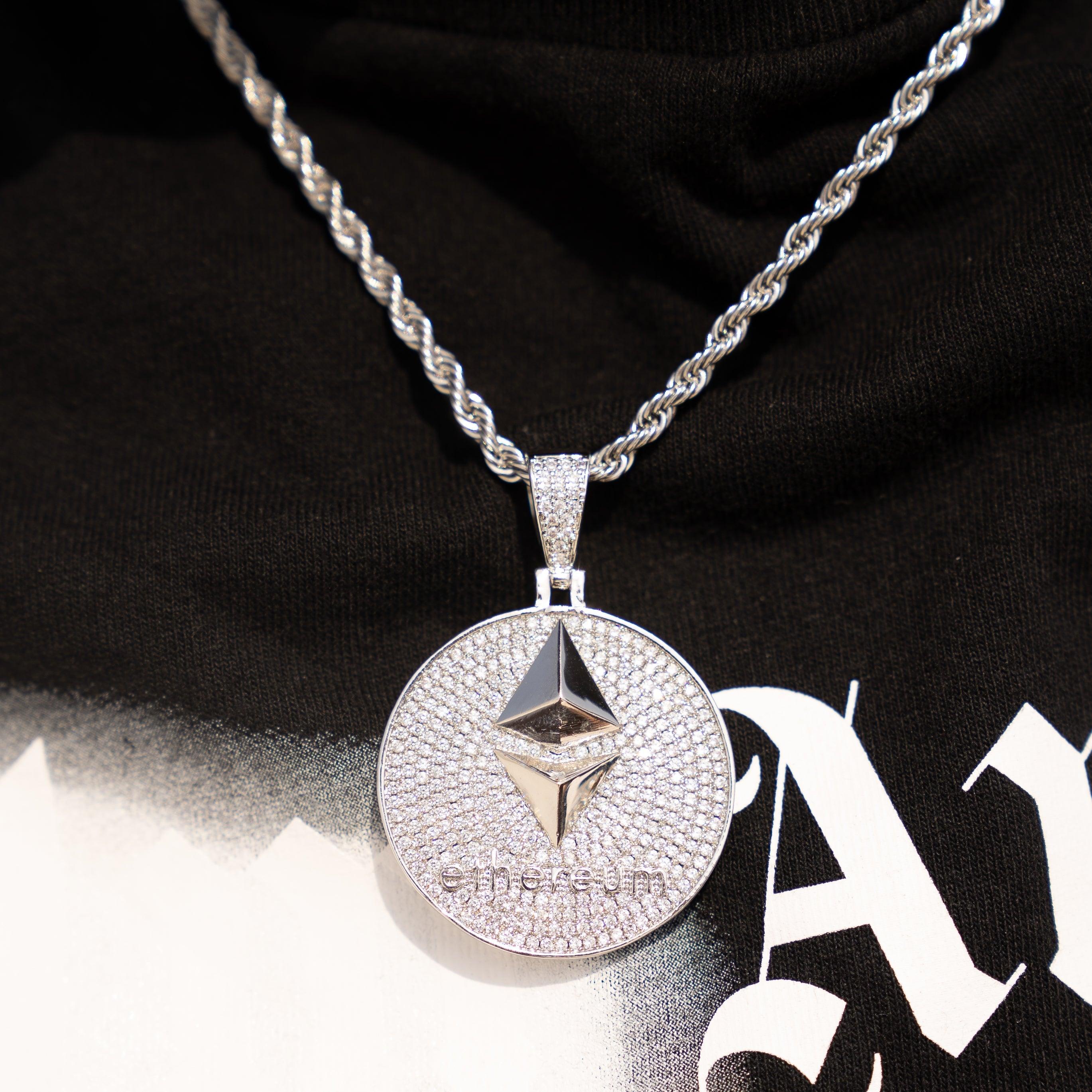 Iced Ethereum Pendant - White Gold