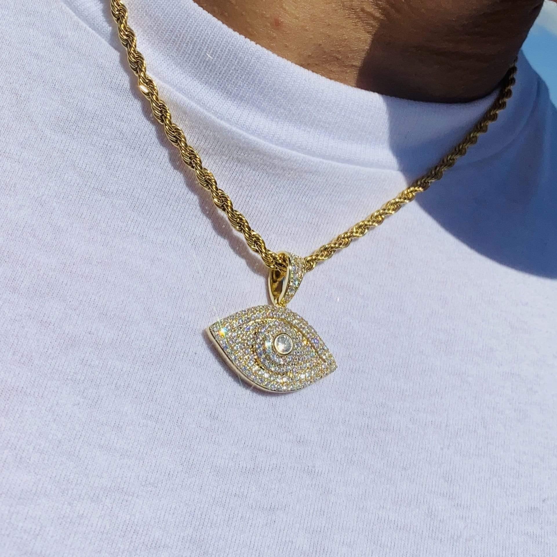 Moissanite Iced Eye Pendant - 18k Vermeil - D Colour - VVS1