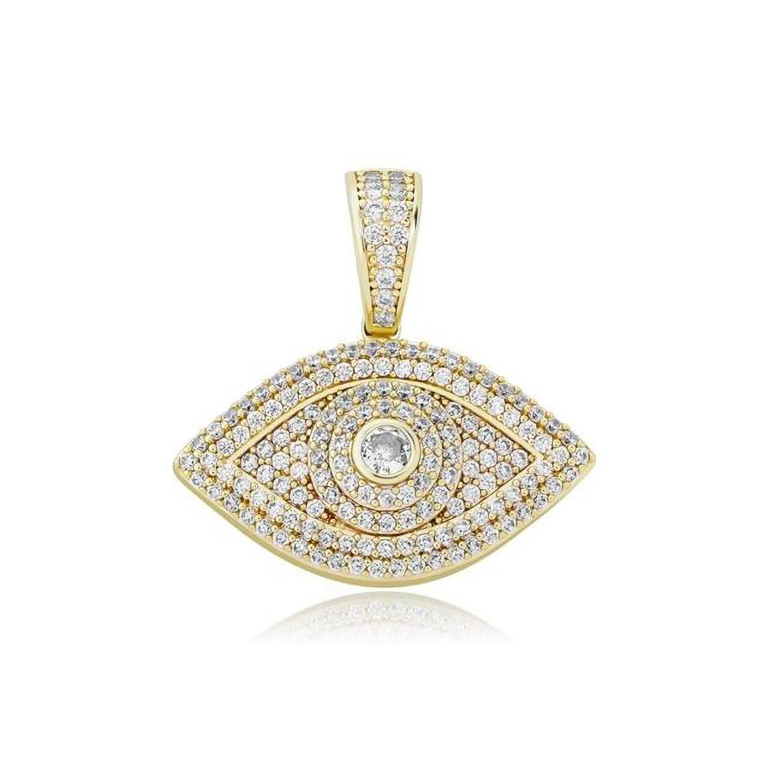 18k vermeil Moissanite Iced Eye Pendant with D Colour VVS1 stones and lifetime warranty
