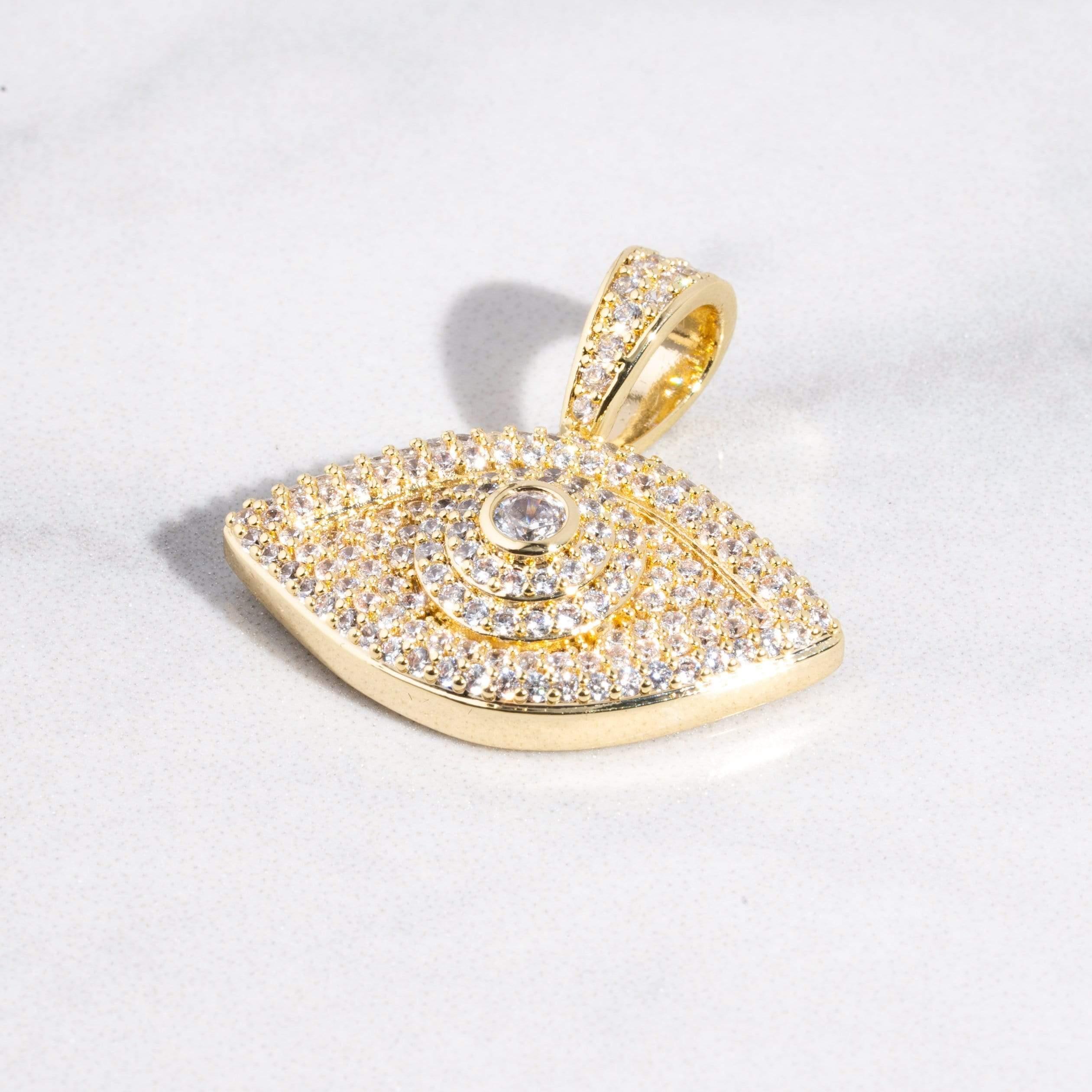 Moissanite Iced Eye Pendant - 18k Vermeil - D Colour - VVS1