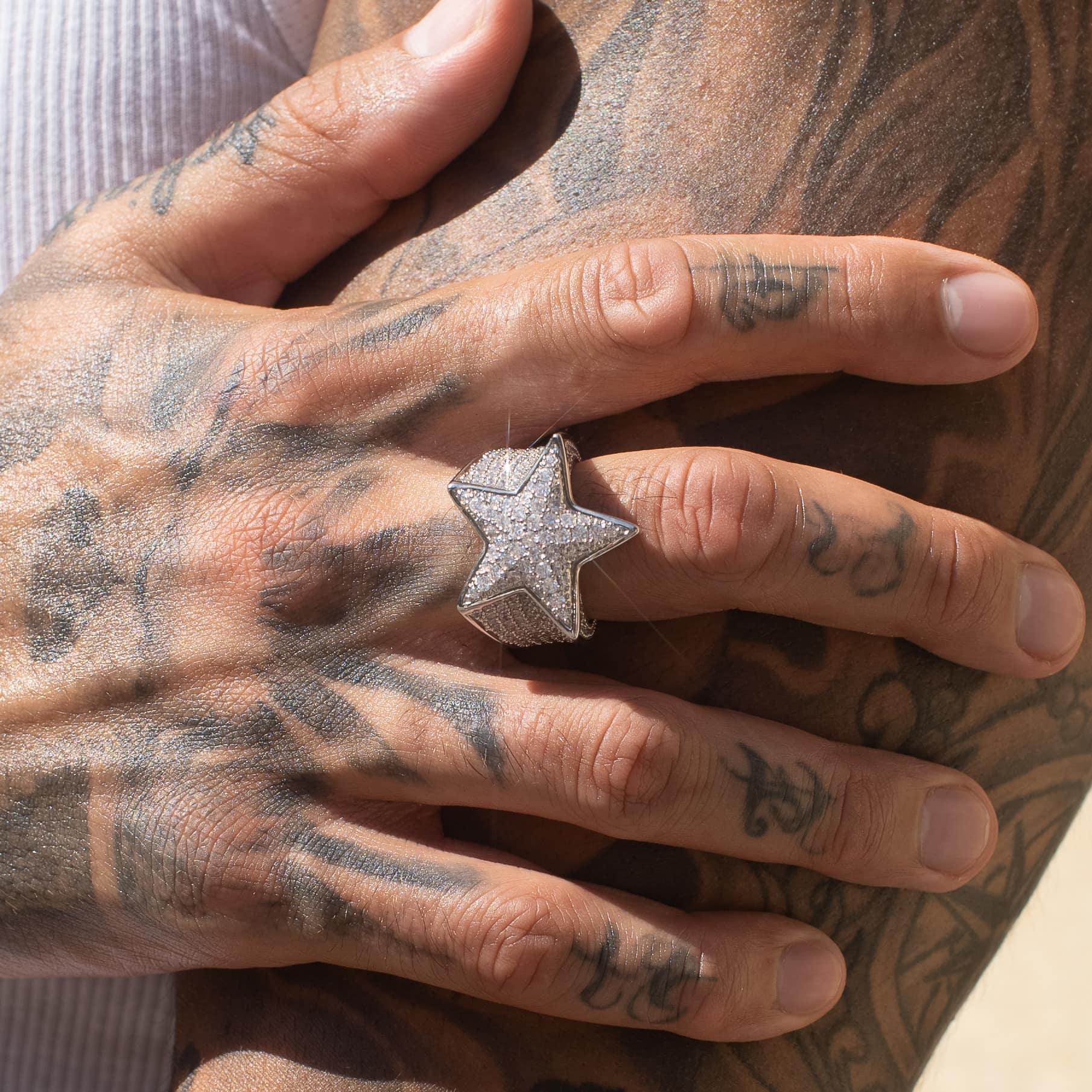 Iced Star Ring - White Gold