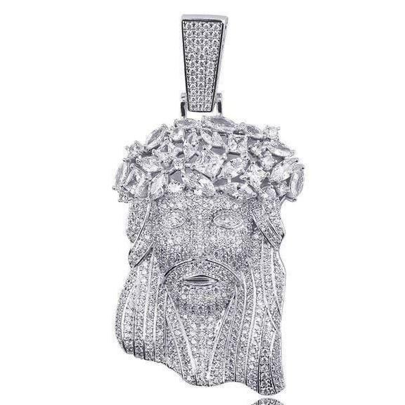 Moissanite Jesus Pendant in 925 silver with D color VVS1 stones and 18K gold plating