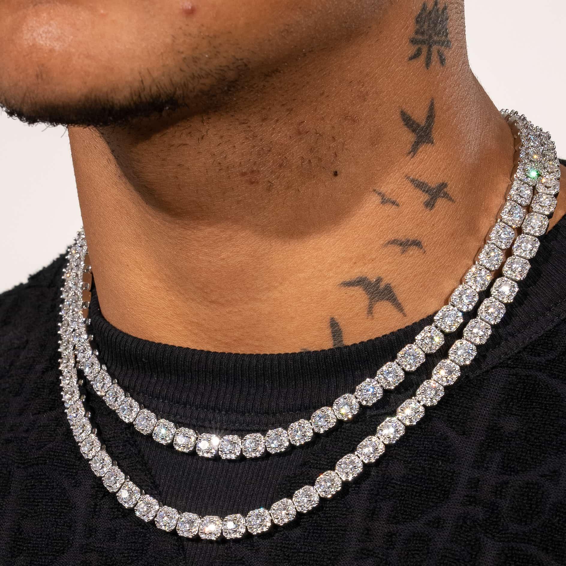 8mm Micro Moissanite Clustered Tennis Chain - 18k Vermeil - D Colour - VVS1
