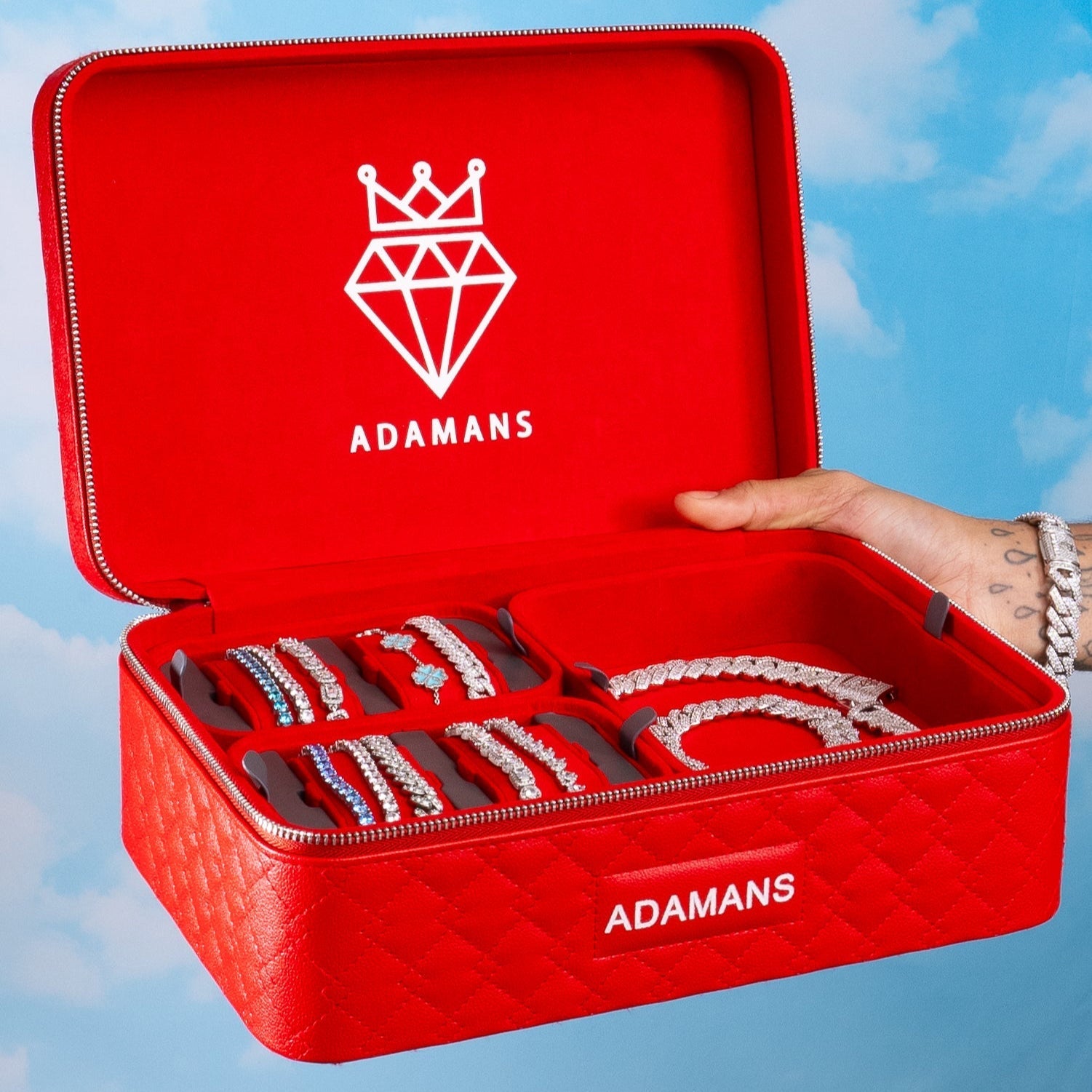 Leather Travel Jewelry Case - Red